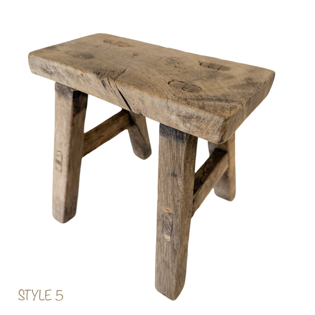 Elm Wood Workers Stool - Mini