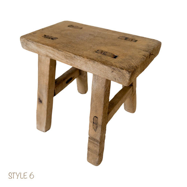 Elm Wood Workers Stool - Mini