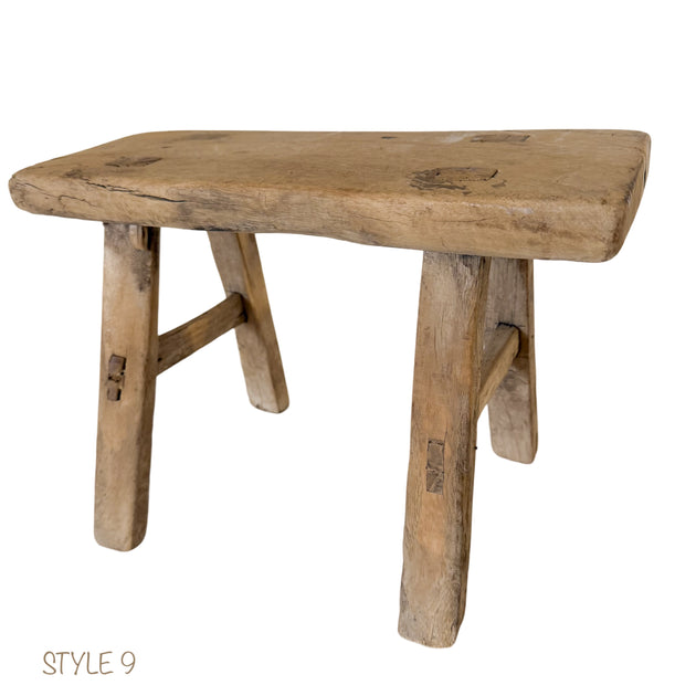 Elm Wood Workers Stool - Mini