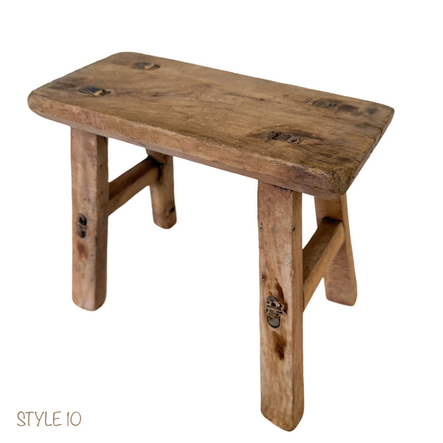 Elm Wood Workers Stool - Mini