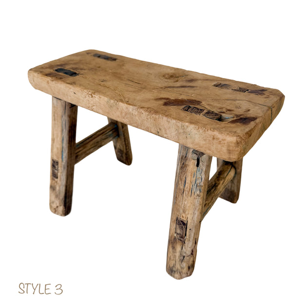 Elm Wood Workers Stool - Mini