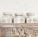 Byron Wooden Candle Holder - Square - White