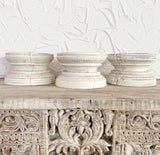 Byron Wooden Candle Holder - Round - White