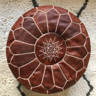 Moroccan Pouf Ottoman - Brown