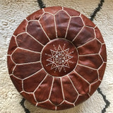Moroccan Pouf Ottoman - Brown