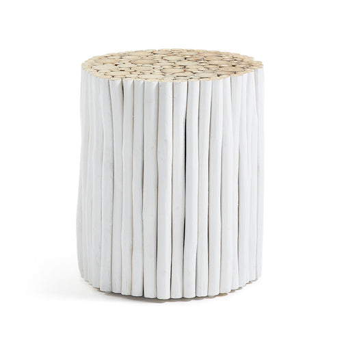 Teak Side Table - White