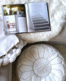 Moroccan Pouf Ottoman - White