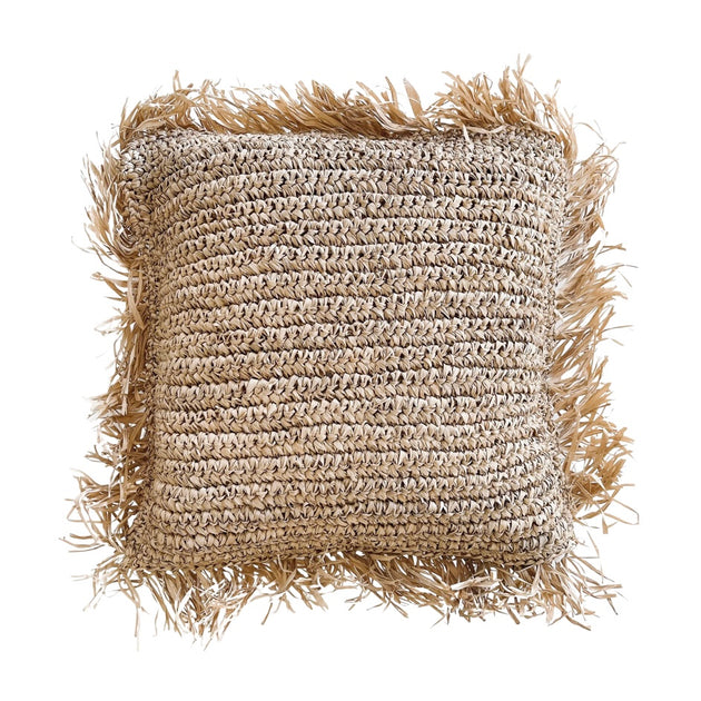 Raffia Fringed Cushion Cover - Square