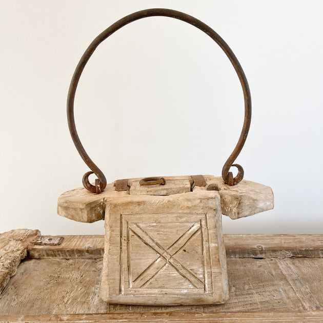 Vintage Teak Ghee Pot
