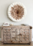 Bamileke Feather Juju Hat - Natural Brown with White Tips