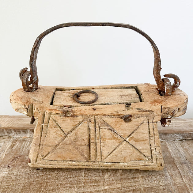 Vintage Teak Ghee Pot