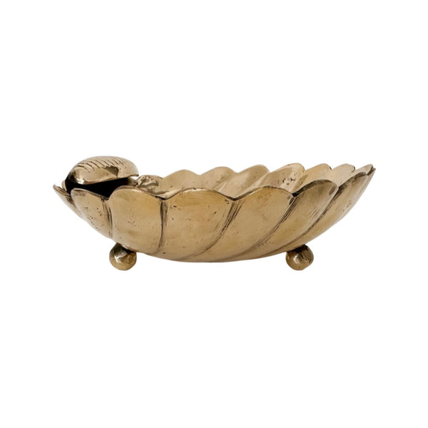 Brass Clam Shell Dish – Rustic White & Wood