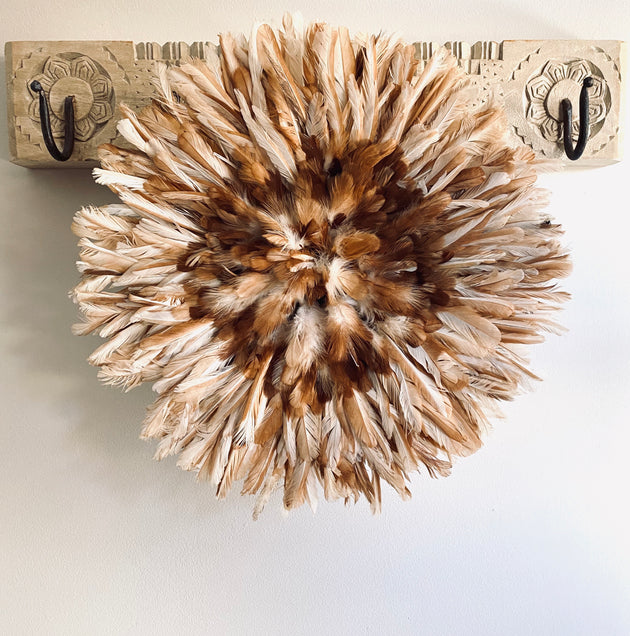 Bamileke Feather Juju Hat - Natural Brown