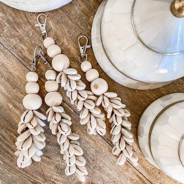Cowrie Cluster Shell Keyring