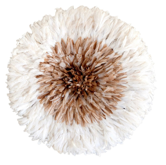 Bamileke Feather Juju Hat - Natural Brown with White Tips