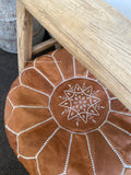 Moroccan Pouf Ottoman - Tan