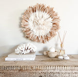 Bamileke Feather Juju Hat - White with Natural Brown Tips