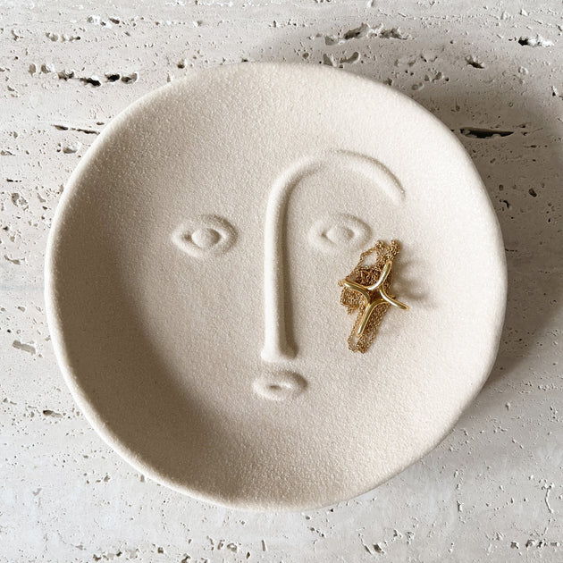 Ceramic Moon Trinket Dish - Sand
