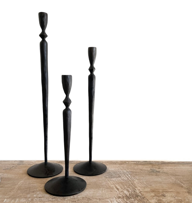 Grace Taper Candlestand holder - Set of 3 - Black Iron