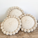 Iana Pom Pom Cushion Cover In Natural - Round
