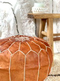 Moroccan Pouf Ottoman - Tan