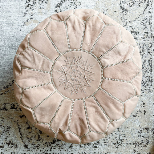 Moroccan Pouf Ottoman - Natural