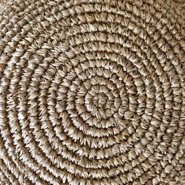 Raffia Fringed Cushion Cover - Round