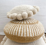 Iana Pom Pom Cushion Cover In Natural - Round