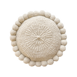 Iana Pom Pom Cushion Cover In Natural - Round