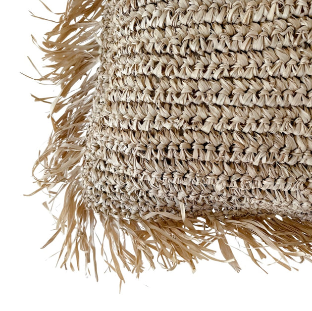 Raffia Fringed Cushion Cover - Square