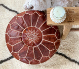 Moroccan Pouf Ottoman - Brown
