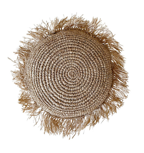 Raffia Fringed Cushion Cover - Round