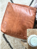 Moroccan Pouf Ottoman - Square Tan