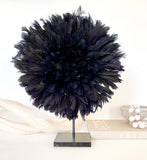 Bamileke Feather Juju Hat - Black