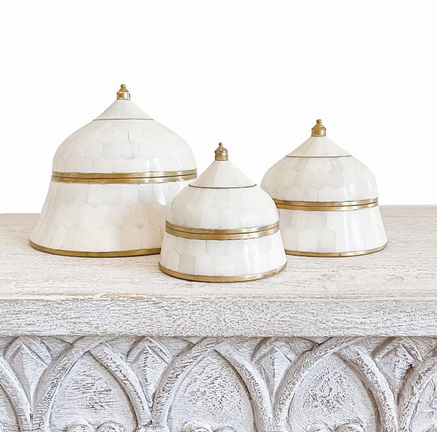 Bone Inlay Trinket Boxes - White