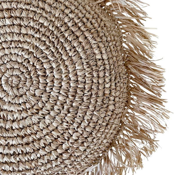 Raffia Fringed Cushion Cover - Round