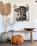 Moroccan Pouf Ottoman - Tan
