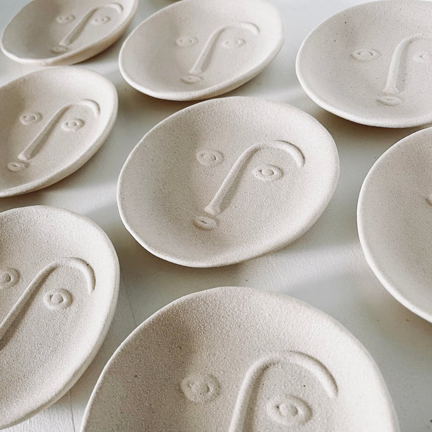 Ceramic Moon Trinket Dish - Sand
