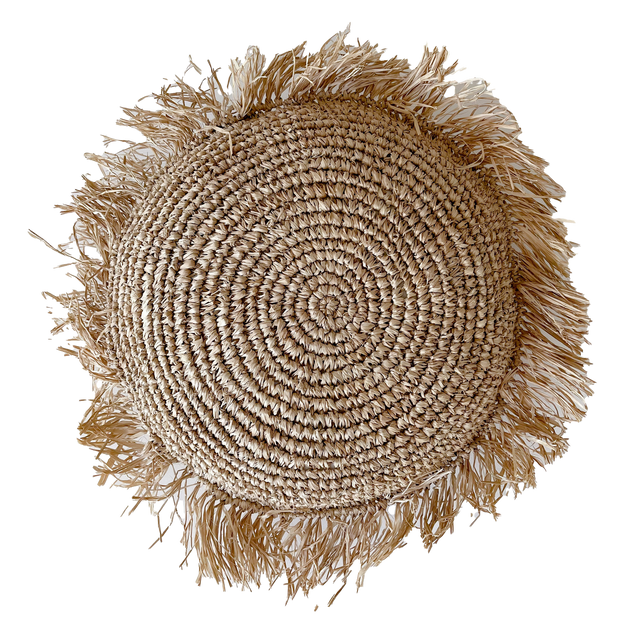 Raffia Fringed Cushion Cover - Round