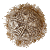 Raffia Fringed Cushion Cover - Round