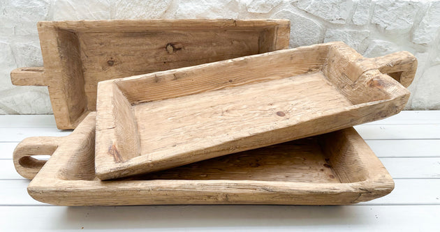 Elm Wooden Tray with Handle