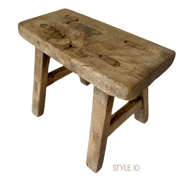 Elm Wood Workers Stool - Mini