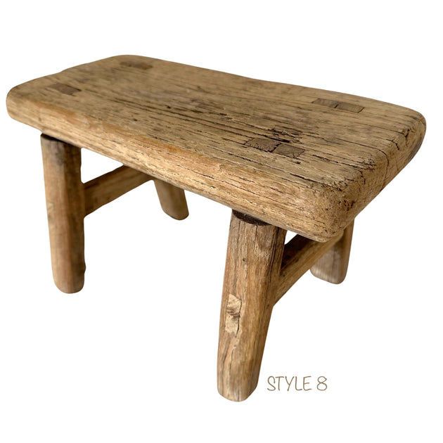 Elm Wood Workers Stool - Mini