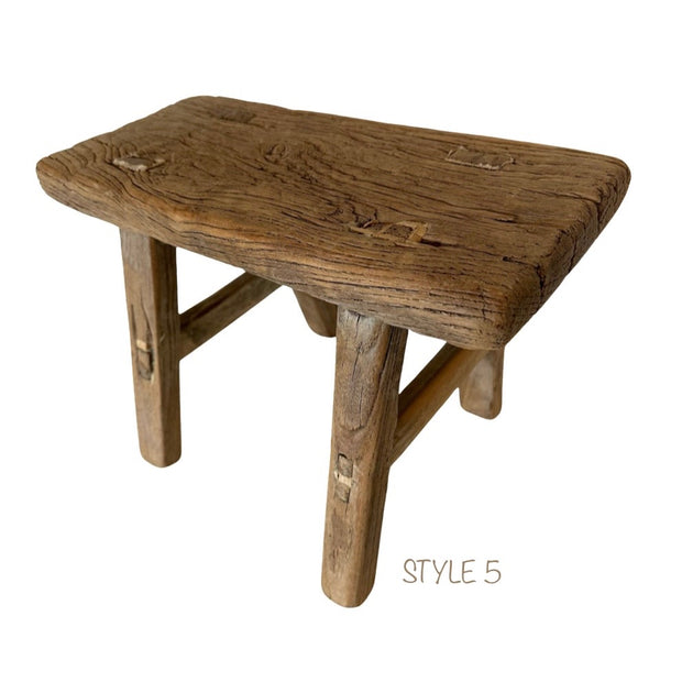 Elm Wood Workers Stool - Mini