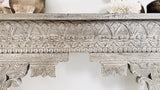 Indian Carved Console Table - Whitewashed