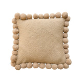 Iana Pom Pom Cushion Cover In Natural Nut - Square