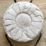 Moroccan Pouf Ottoman - White