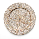 Woven Rattan Plate - White & Chocolate