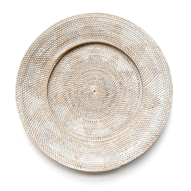 Woven Rattan Plate - White & Chocolate