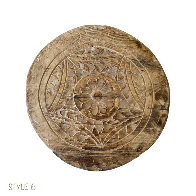 Bleached Wooden Chapati Plate, Old Indian